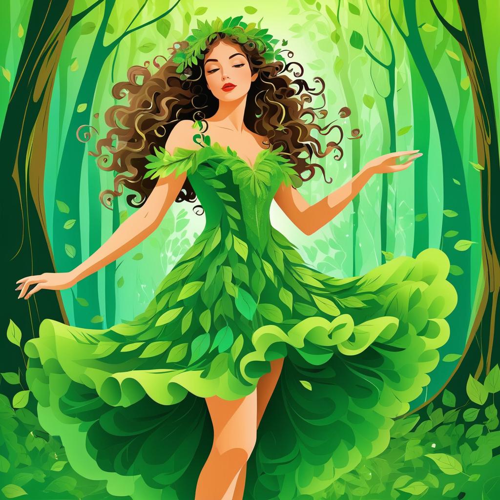 Charming Pop Art Forest Nymph Illustration