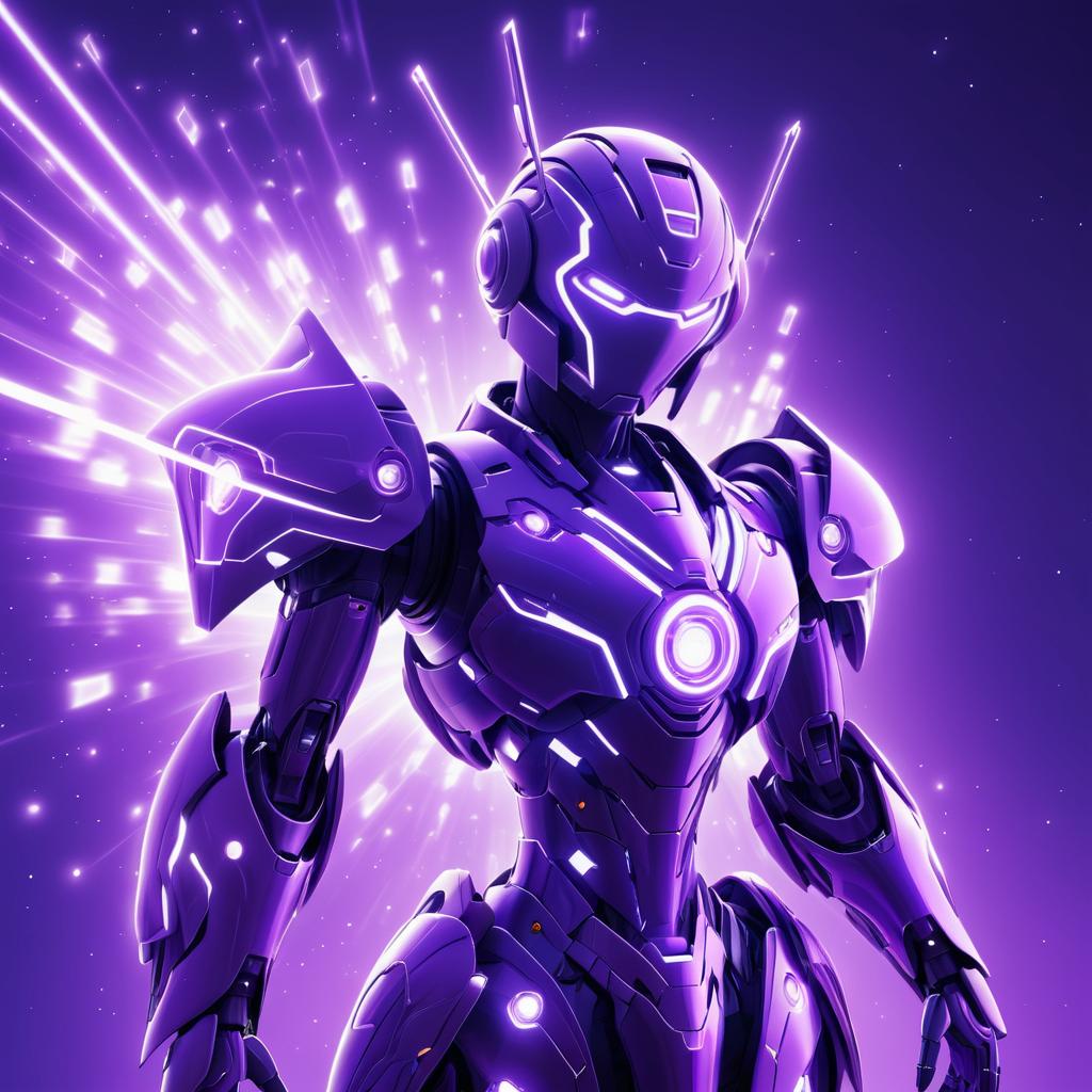 Ethereal Purple Robot in Anime Style