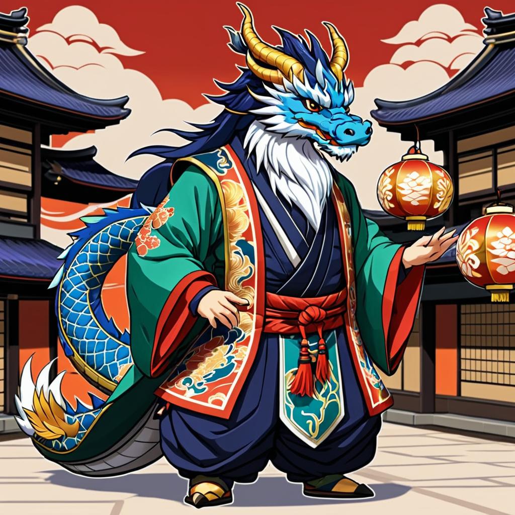 Intricate Anime Dragon Merchant Design