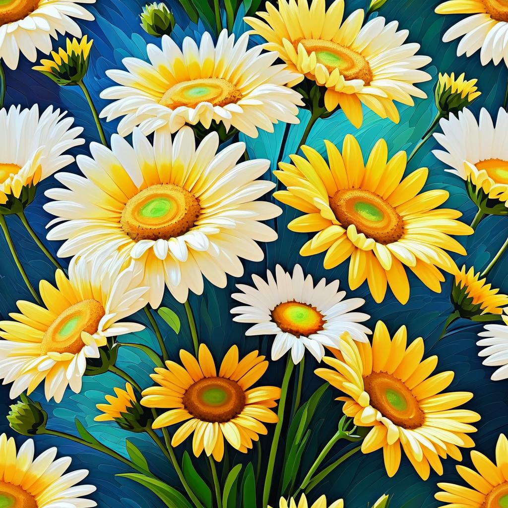 Vibrant Van Gogh Daisies Portrait