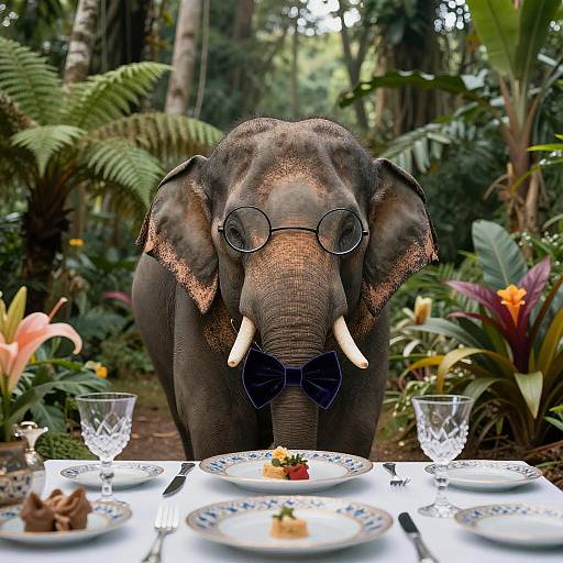 Elderly Elephant Dining in Paradise
