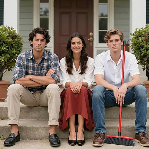 Casual Gathering on Concrete Steps