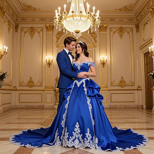 Romantic Couple in Gilded Ballroom