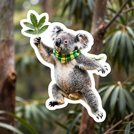 Koala Leaping with Scarf Sticker