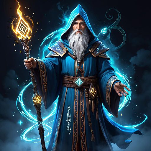 Lonely Wizard with Glowing Staff Art Lonely Wizard with Glowing Staff Art