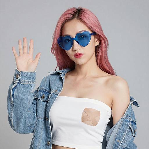 Portrait of Asian Woman with Pink Hair