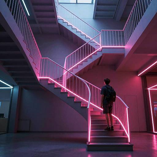 Neon Infinite Staircase by Escher