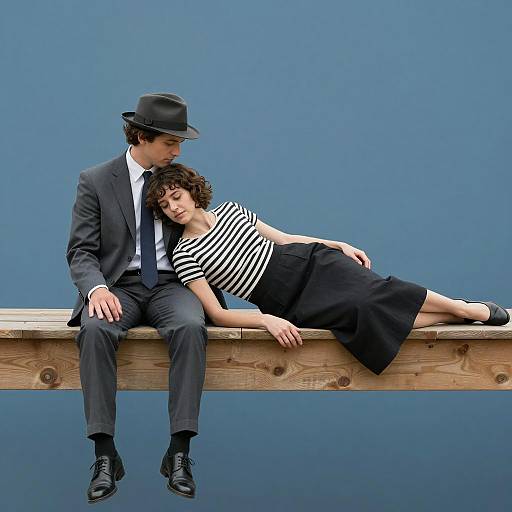 Formal Couple on a Wooden Plank