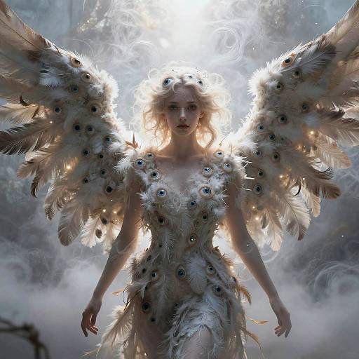 Ethereal Angel with Watchful Eyes