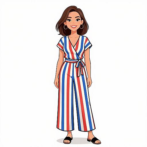 Chic Woman in Striped Two-Piece Set