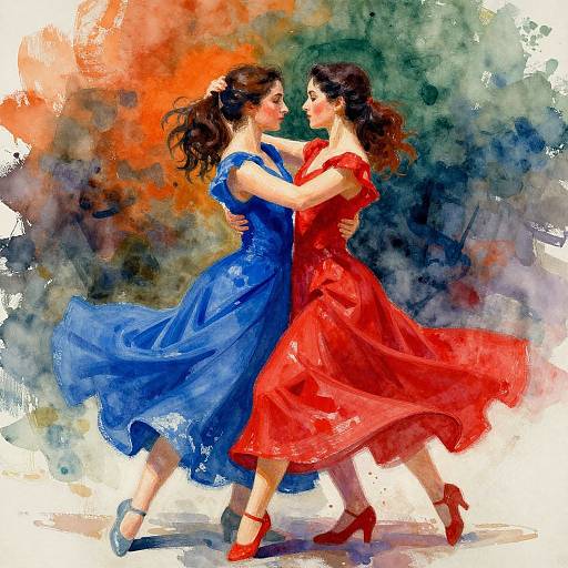 Passionate Watercolor Dance Embrace