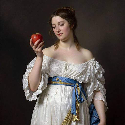 Classical Woman with Red Apple