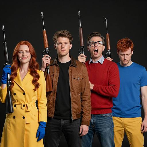 Team of Four Against a Starry Sky