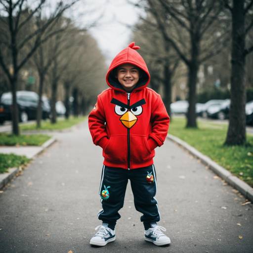 Boy in Angry Birds Costume Outdoors