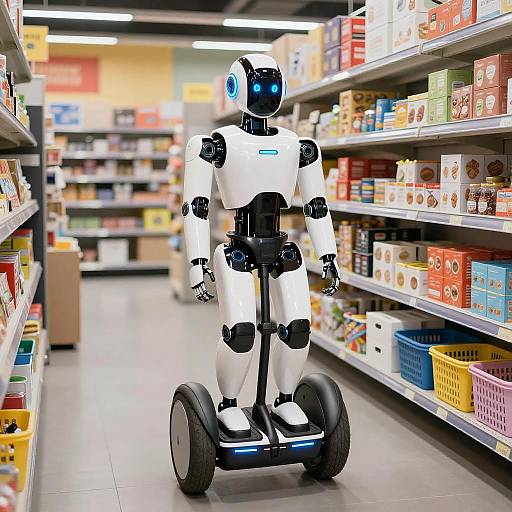 Humanoid Robot on Segway in Retail Store