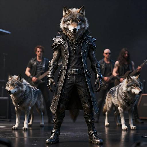 Wolf Rockstar Metal Band Portrait UHD