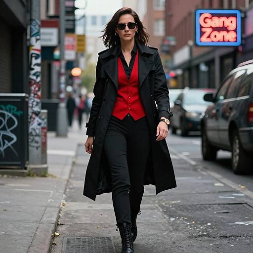 Photorealistic Female Gangster in Urban Scene