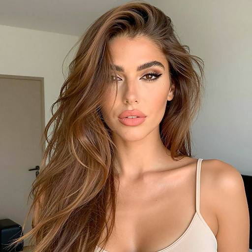 Portrait of Woman with Long Wavy Hair