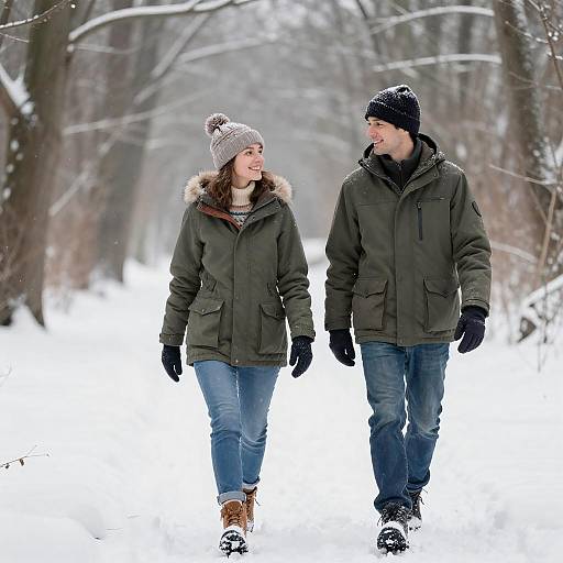 Joyful Stroll in a Snowy Forest