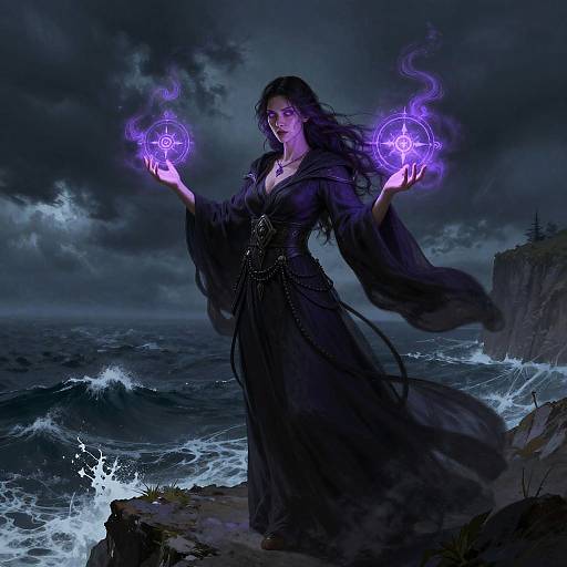 Mysterious Sorceress Casting Arcane Spell