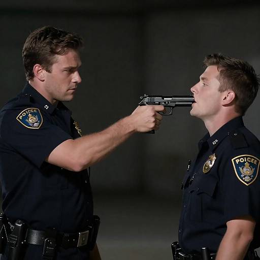 Tense Standoff in Dim Lighting