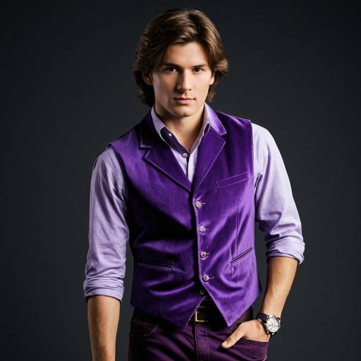 Young Man Wearing Purple Costume Vest