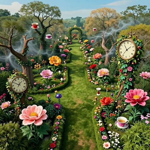 Surreal Dreamscape with Whimsical Garden