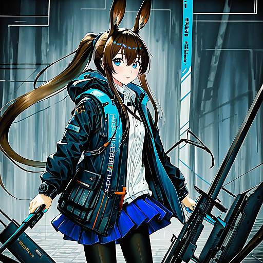 Illustration of Amiya (guard) (arknights), arknights in the style of Tamago (yotsumi works)