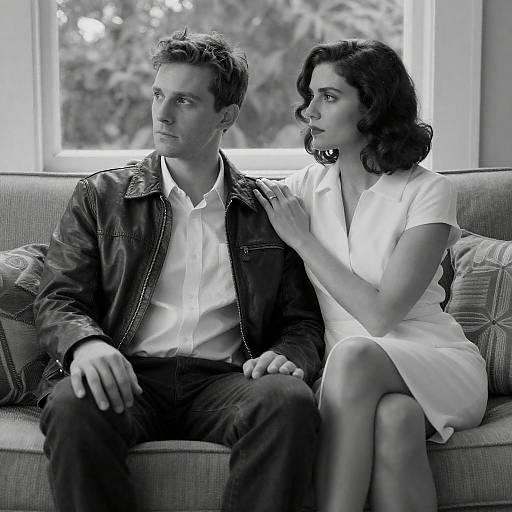Intense Black-and-White Portrait of Couple