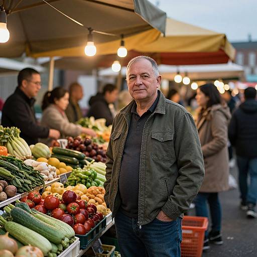 Confident Man at Vibrant Market
