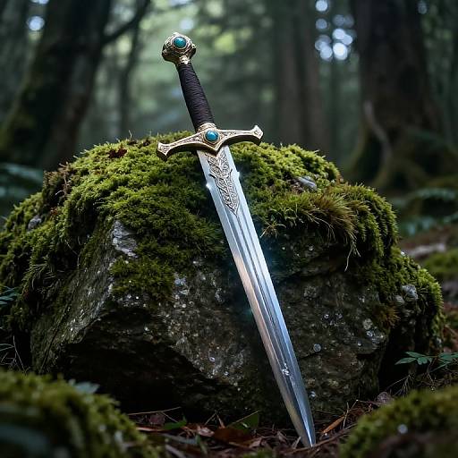 Ornate Longsword in Mystical Forest