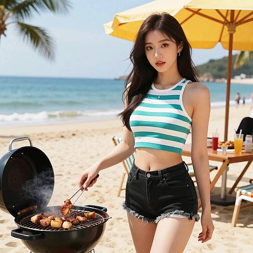 Petite Woman Beachside BBQ Manga