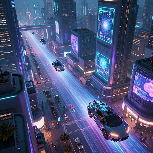 Futuristic Cyberpunk Neon Cityscape