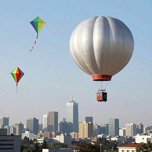 Unmanned Balloon Among Colorful Kites