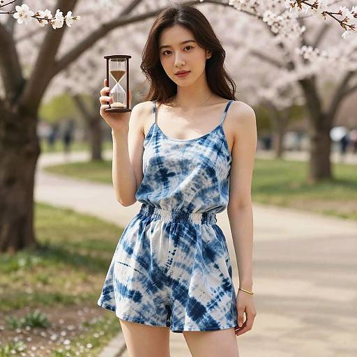 Hourglass Woman in Tie-Dye Romper