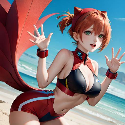 Dynamic Asuka Langley at the Beach