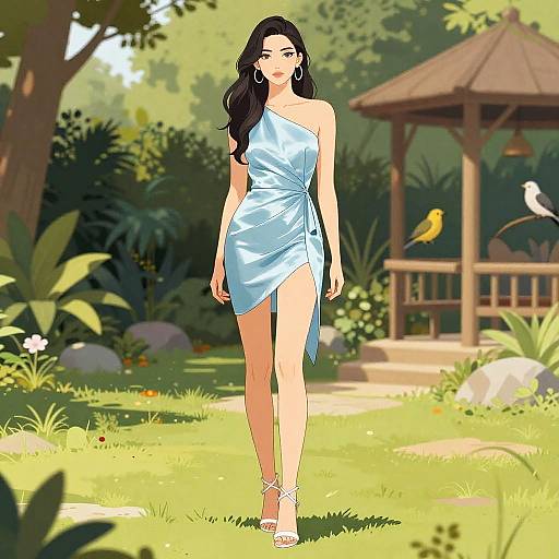 Chic Woman in Satin Mini Dress