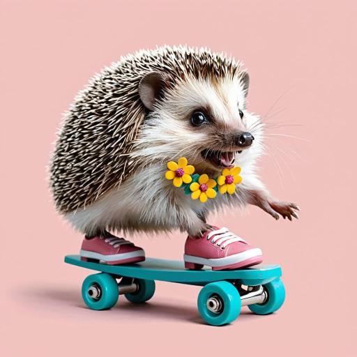 Joyful Hedgehog Roller Skating