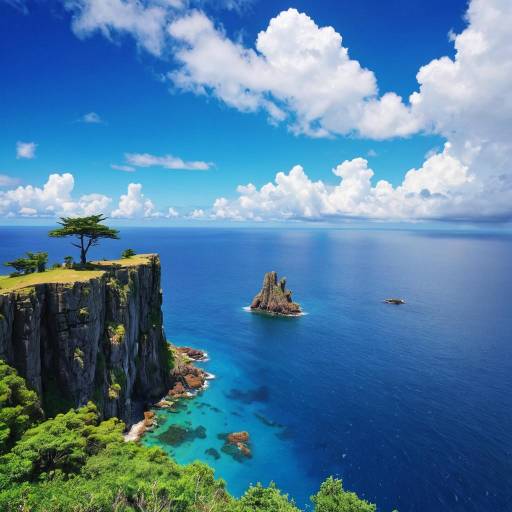 Serene Nature Scene with Island and Ocean