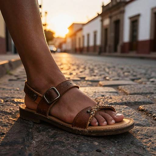 Worn Hurache on Cobblestone Sunset