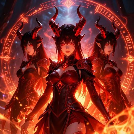 Fiery Anime Demon Girls Fantasy