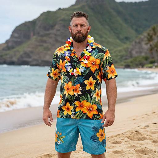 Bearded Man on Tropical Beach