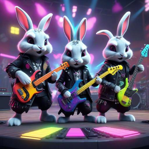 Rabbits Rocking Out in Punk Style Rabbits Rocking Out in Punk Style