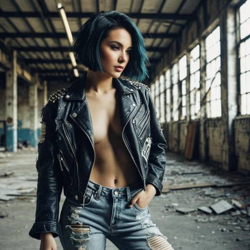 Fashion Model with Asymmetrical Bob in Abandoned Warehouse