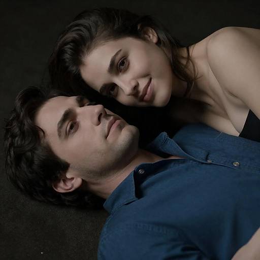 Dimly Lit Intimate Couple Portrait Photo