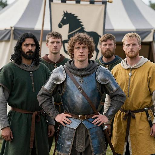 Medieval Warriors in Front of Tents