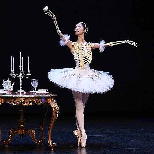 Elegant Ballerina Skeleton in Tulle