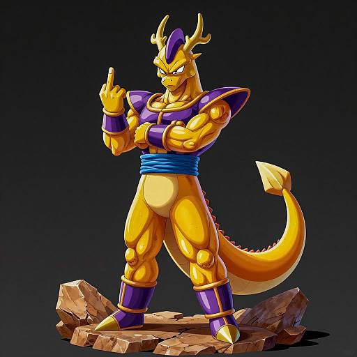 Muscular Yellow Dragon Character Illustration