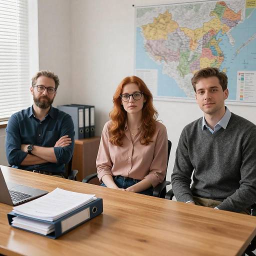 Casual Office Meeting with Three Colleagues