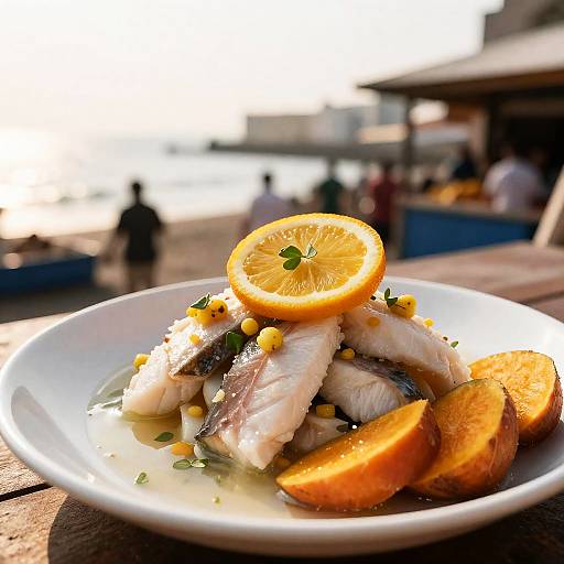 Golden Hour Peruvian Ceviche Market Shot